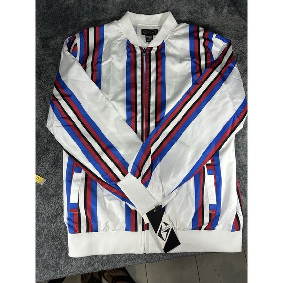 G-Net Men's Light Wind Breaker Jacket with Red, White, and Blue Striped XL - Picture 3 of 15